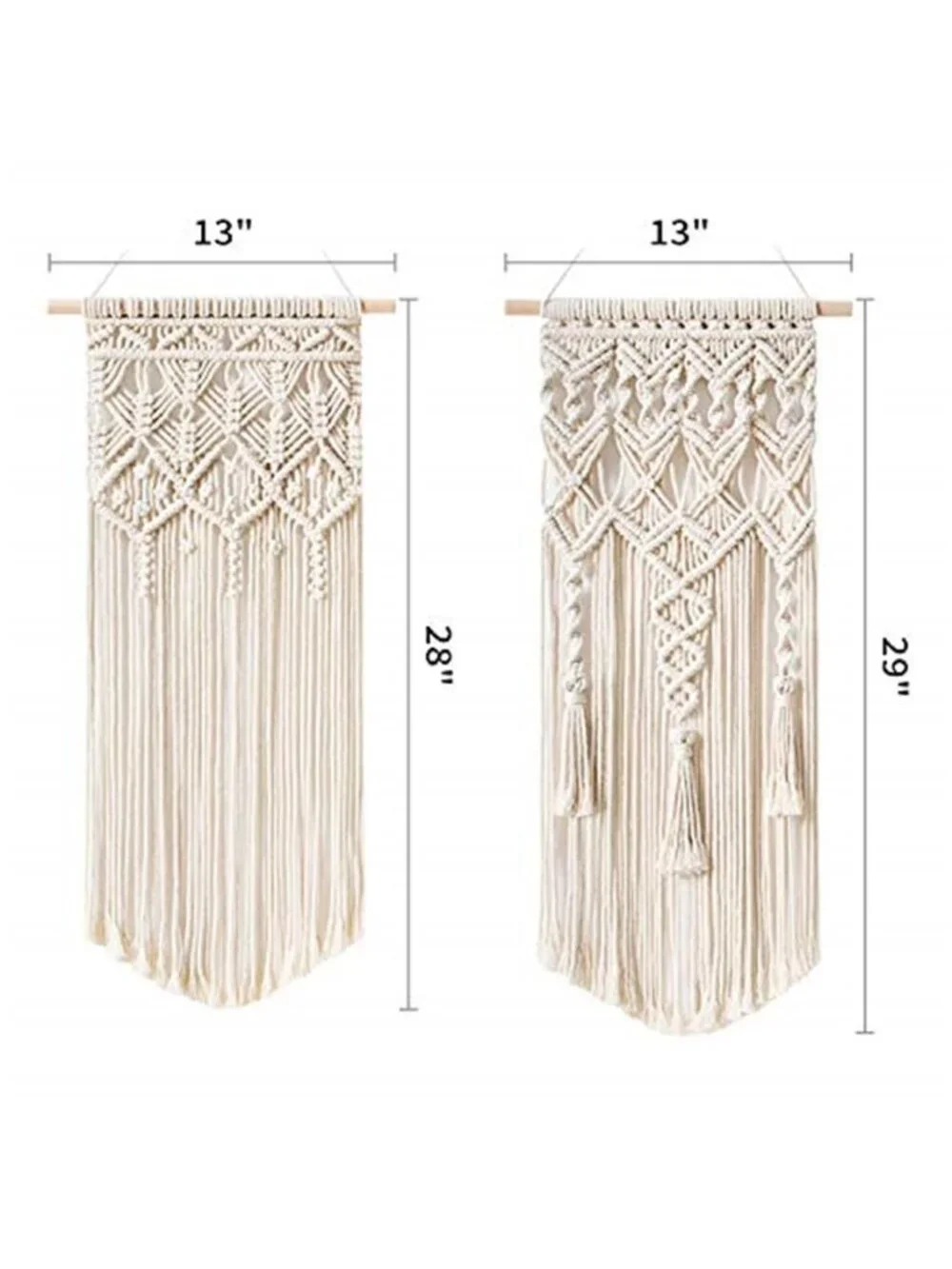 2 Pcs Macrame Woven Wall Hanging Boho Chic Geometric Art Decor Beautiful Bedroom
